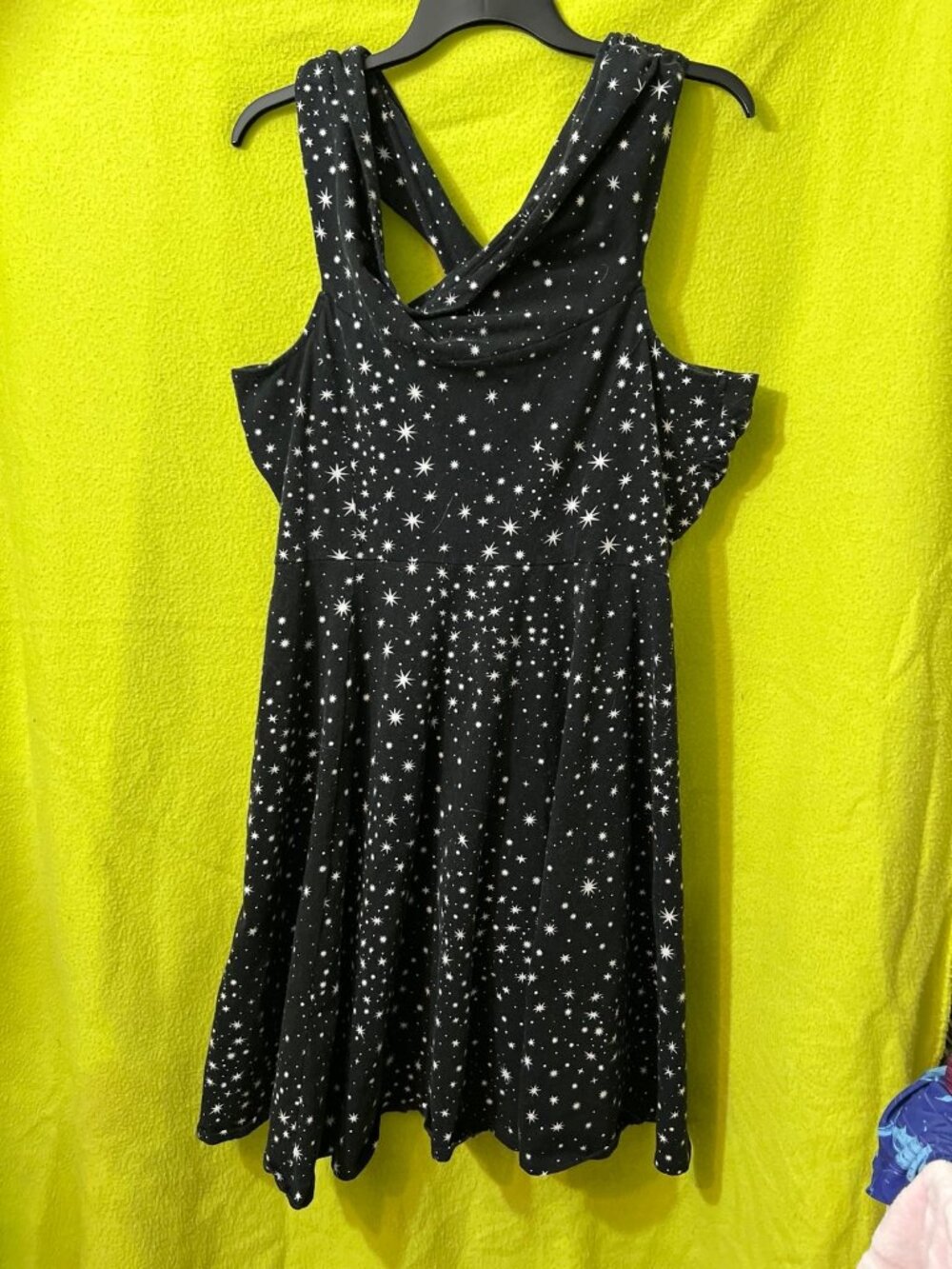 ASOS Starry Off the Shoulder Fit n Flare Dress 18 Black White